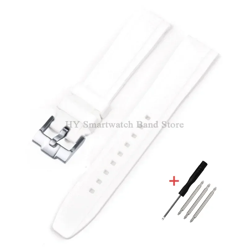 Waterproof Rubber Sport Watch Strap with Curved Design and Metal Pin Clasp
