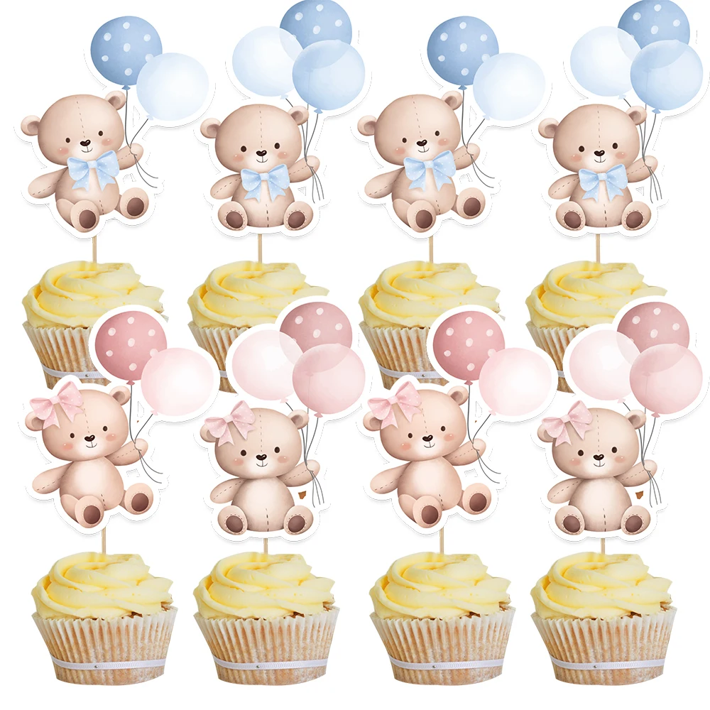 Cake Topper 20pcs Carton Bear Paper Cupcake Toppers for Baby Shower Party