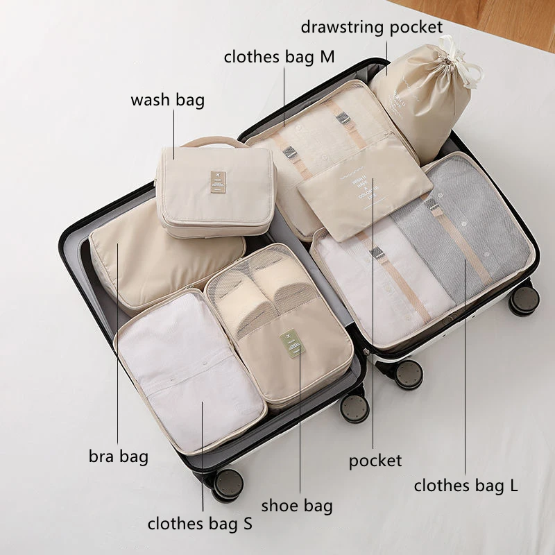 

8Pcs/set Large Capacity Luggage Storage Bags For Packing Cube Clothes Underwear Cosmetic Travel Organizer Bag Toiletries Pouch