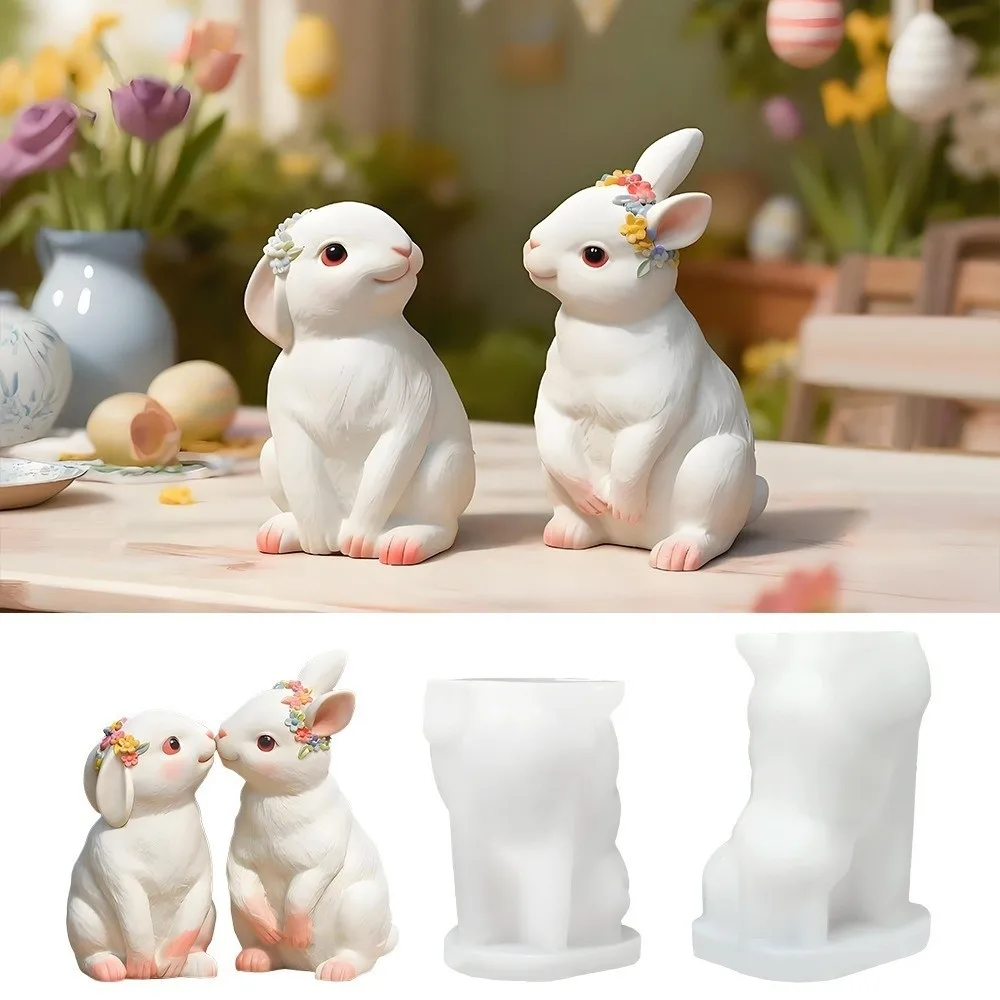 Concrete Craft Cute Rabbit Silicone Mold Non-Stick 3D DIY Animal Mold Lovely Handmade Baking Tools Mold Handicrafts Making