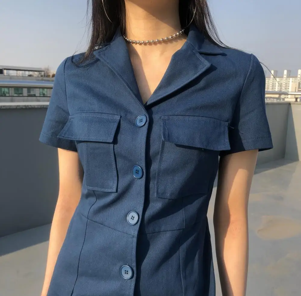 Navy Button Down Short Sleeve Utility 