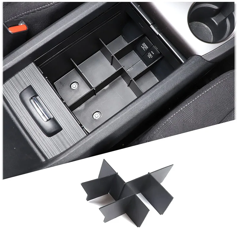 

For Honda Pilot 2015-2022 ABS Black Car Armrest Box Partition Organizer Storage Rack Shelf Organizer Dividers Car Accessories