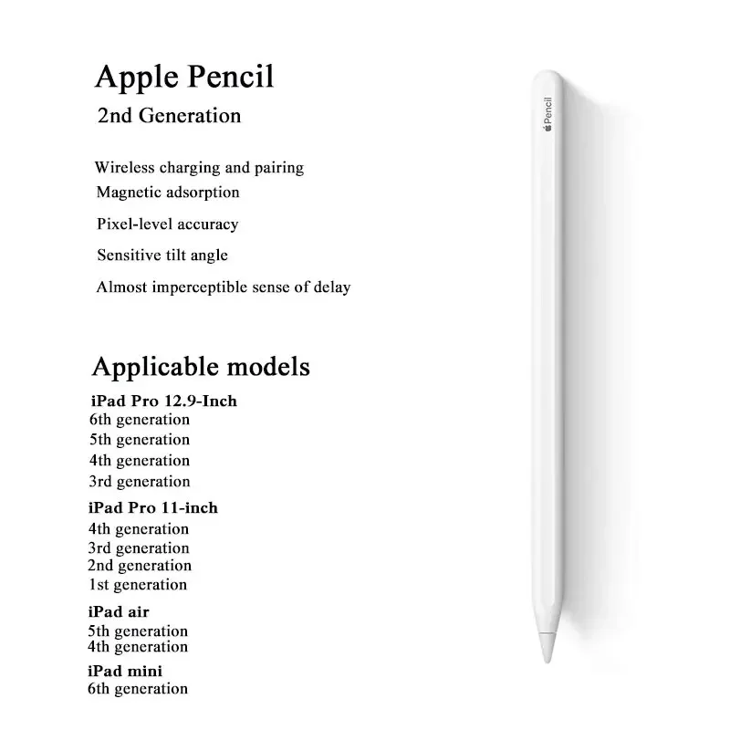 For Apple Pencil 2nd Generation Stylus Pen iOS Tablet Touch Pen With Wireless Charging for iPad Pro 1 2 3 4 5 air 4 
