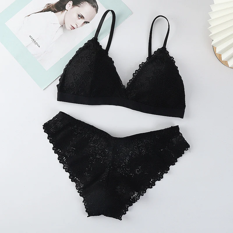 sheer bra and panty sets Women Bra Set Lace Women's Underwear Sexy Lingerie Set Low Waist Briefs Vneck Embroidery Brassiere Panties Set Female Intimates sexy bra and panty set Bra & Brief Sets