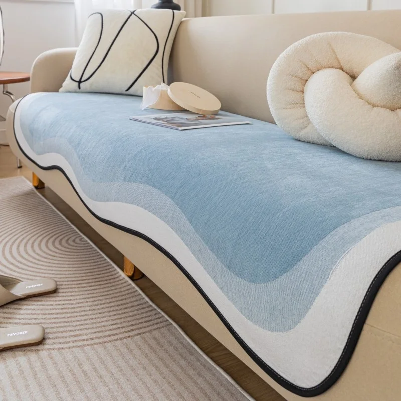 

Living Room Chenille Sofa Towel Anti-Pet Scratch Protection Sofa Covers Irregular Sofa Cushion Cover Universal Non-Slip Cushion