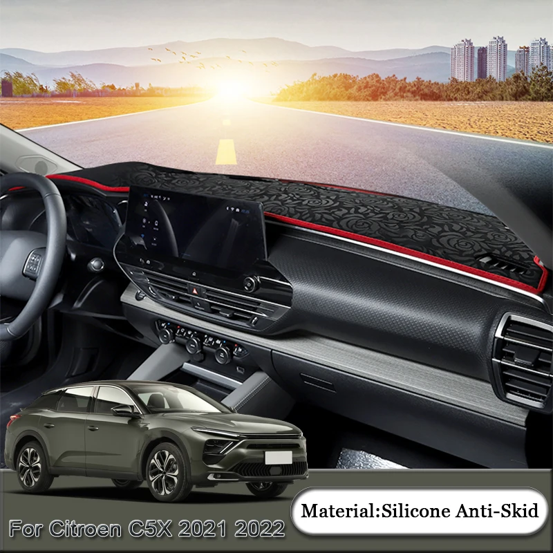 

Car Styling Fit For Citroen C5X 2021 2022 Auto Dashboard Protective Mat Shade Cushion Pad Rose Carpet Mat Cover Car Accessories