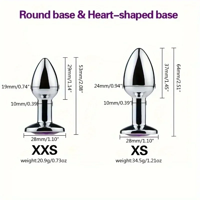 Anal Plug Novice Crystal Heart Smooth Steel Extreme Butt Plug Female Prostate Massager Stimulator Adult Sex Product