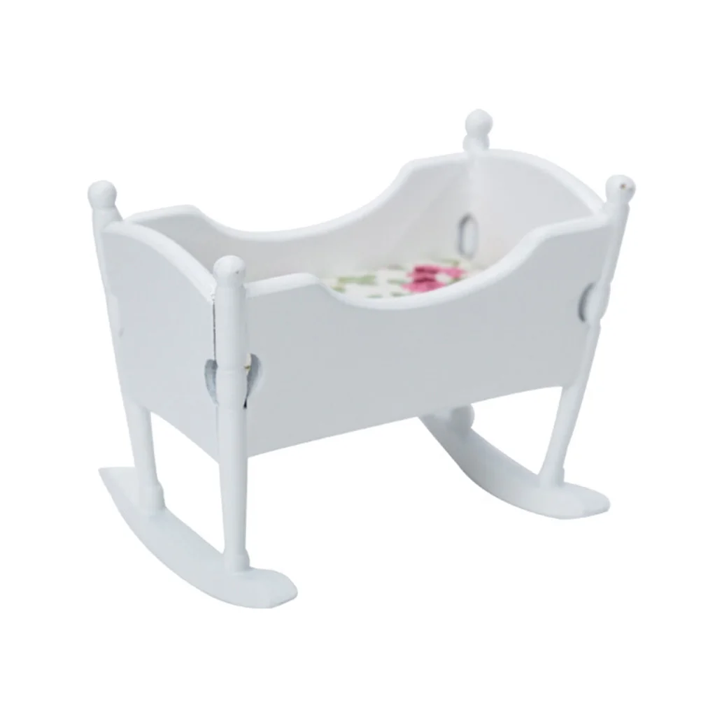 

Ornament House Cradle Miniature Model Kids Dollhouses Accessory Crib White Simulation Child