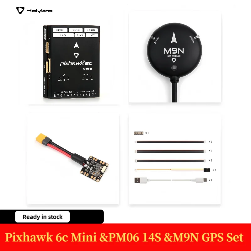 Holybro Pixhawk 6C 미니 비행 컨트롤러 Stm32h743 (PM02 V3 12s / PM06 14s 전원 모듈 및 M9n / M10 GPS 포함) RC FPV 드론용