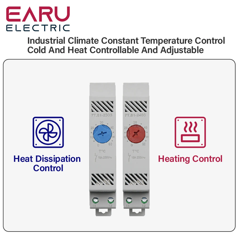 35mm Din Rail NO NC 0-60℃ Industrial Temperature Regulator Automatically Adjusts