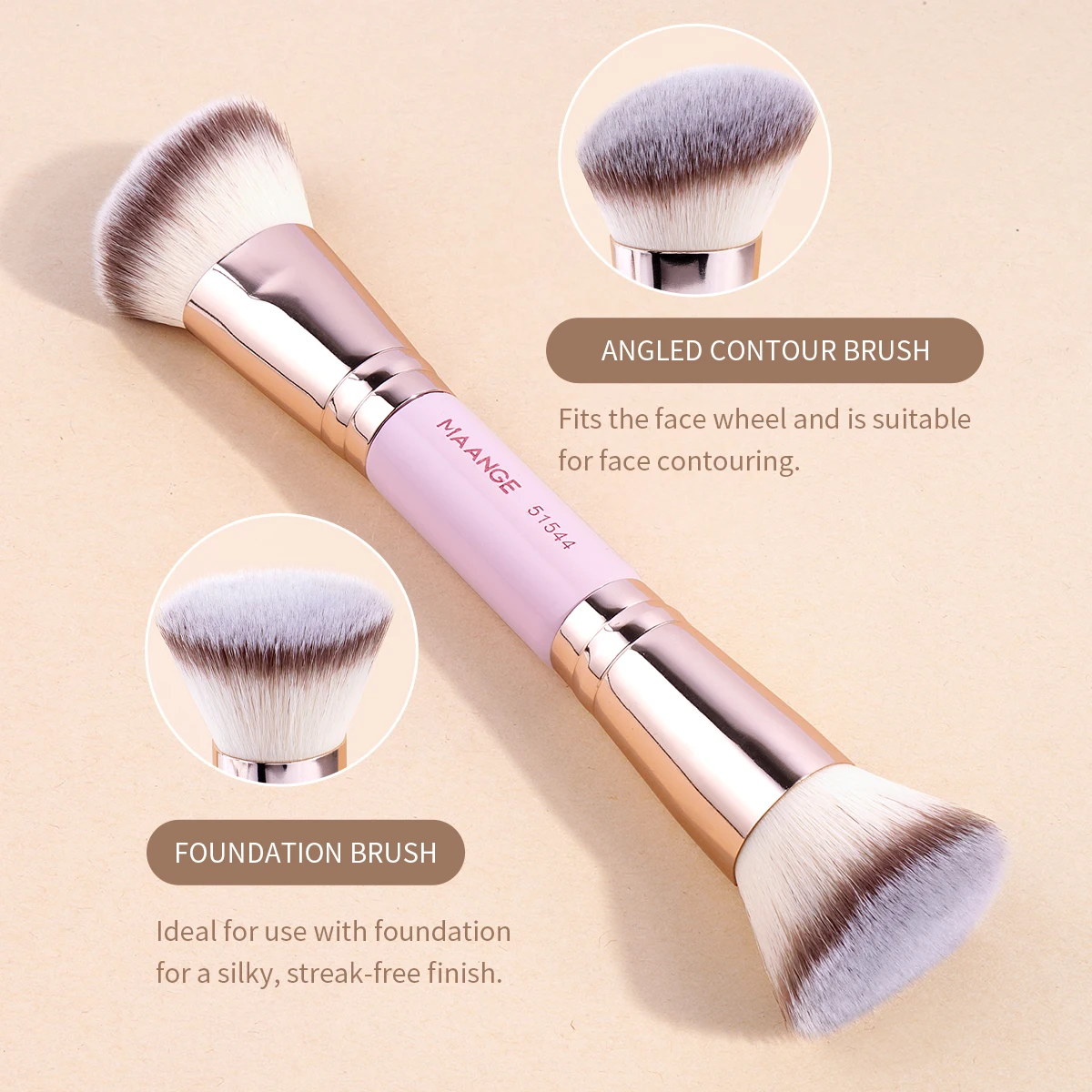 MAANGE 1PCS Foundation Makeup Brushes Double-Ended Contour Makeup Brush for Blending Liquid Cream Powder Cosmetic Make Up Tool 3