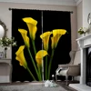 2pcs, spring summer Curtains yellow Calla Lily Sheer Curtains Versatile Polyester Decorations For Home Use for Living Room, 1