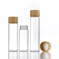 20ml 30ml 50ml 80ml High-grade Glass Bottles with Wood Lid Refillable Empty Storage Bottles for Coffee Bean , Powder &Flower Tea 2