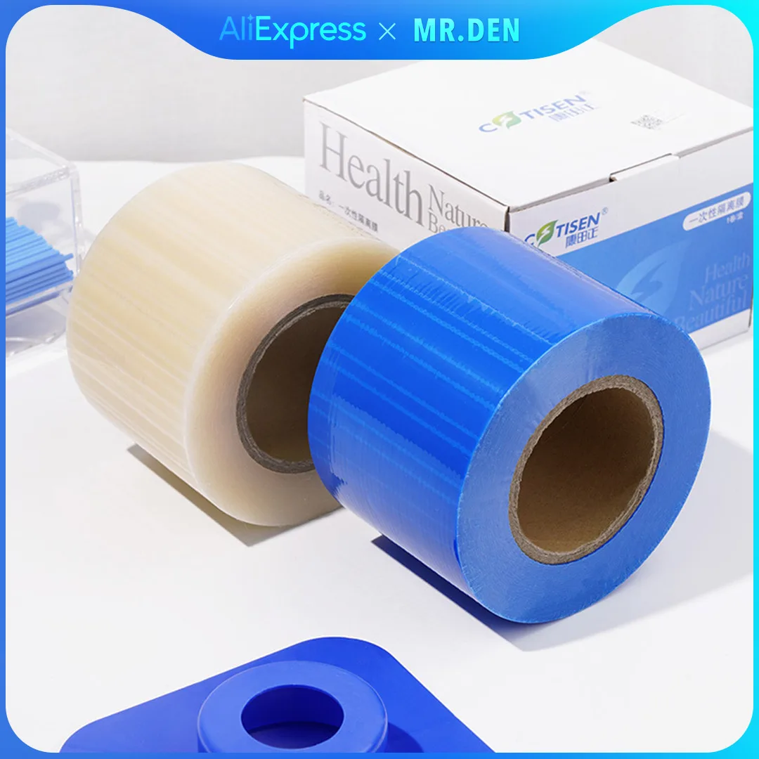 MR DEN Barrier Film Blue Tattoo Barrier Film Roll with Dispenser Box1200 Sheet Plastic Adhesive
