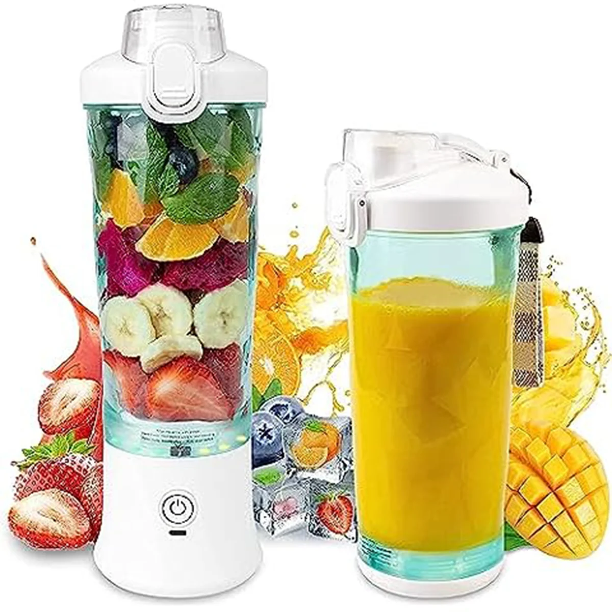 Portable Blender Bottle, 600ML Personal Smoothie Maker, USB Rechargeable Leak-Proof Design for Shaking Travel Accompany