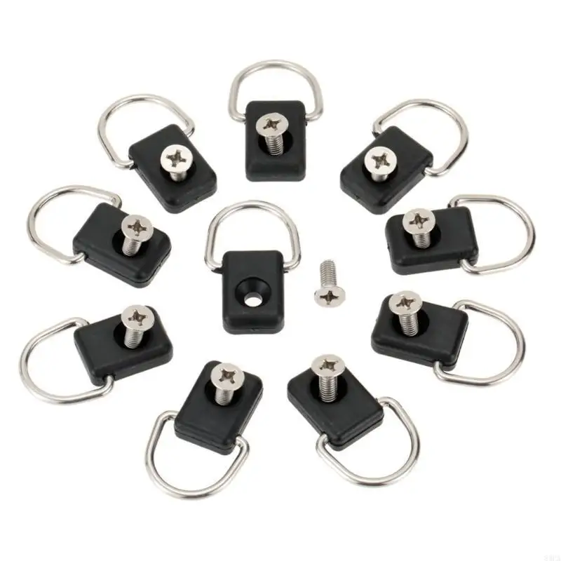 10Pcs 블랙 카약 D 링 카누 D 버클 타이 다운 루프 나사, 안전 카약 D 링 좌석 앵커 로프 고정 용