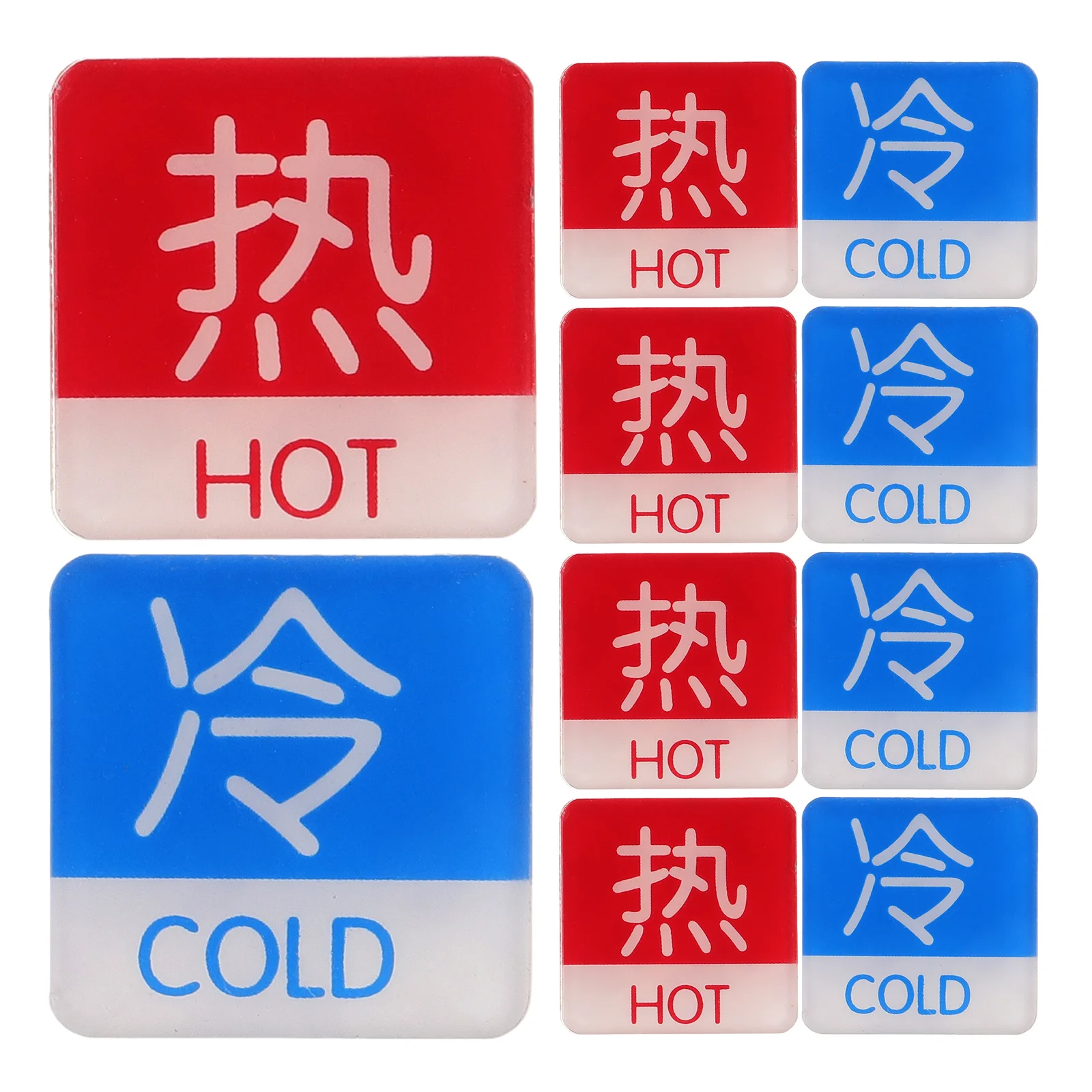 10Pcs Acrylic Hot Cold Water Signs For Bathrooms Hotels Cold Hot Water Labels Shower Sticker Traffic Signal Roadway Safety