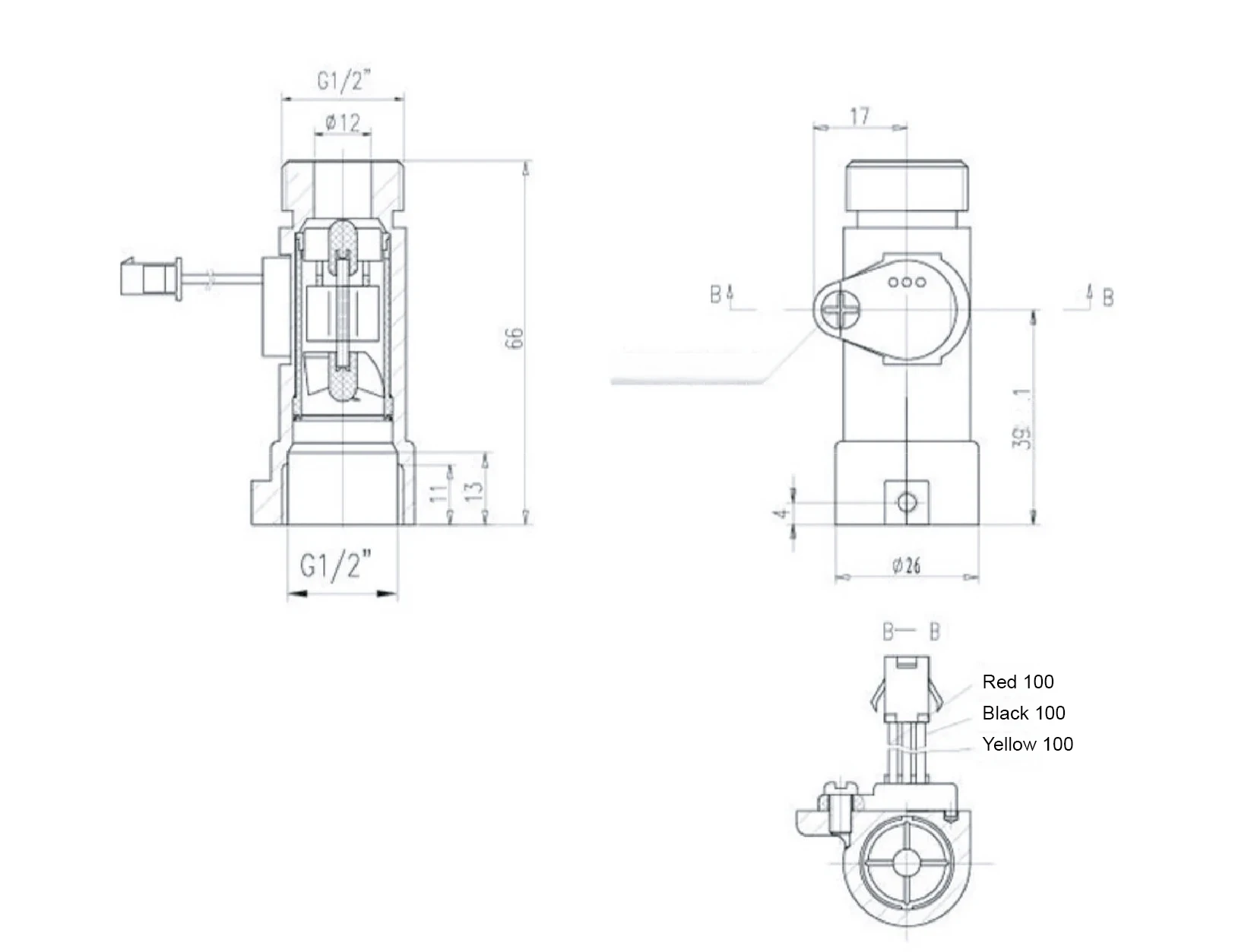 Water Flow Sensor Hall Effect Flow Meter Brass Valve Body Liquid Flow Rate Senso