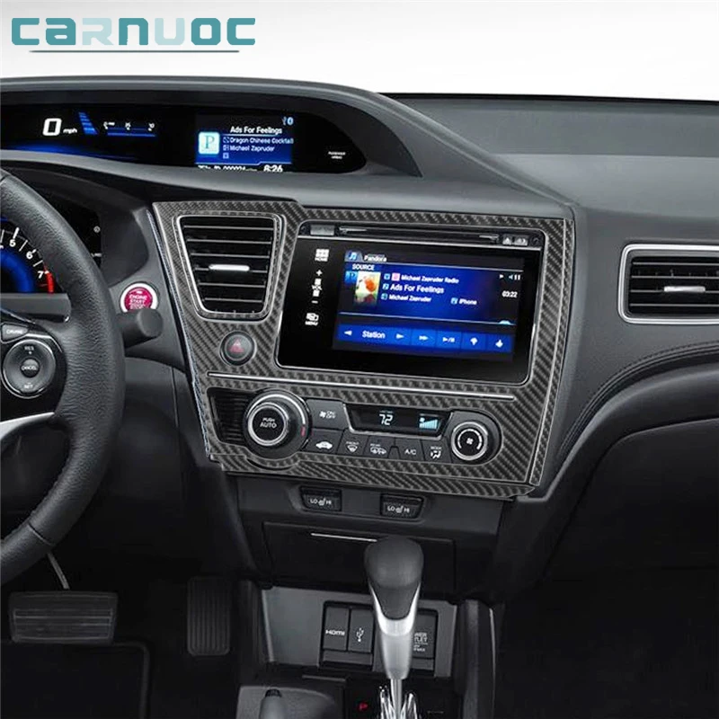 

For Honda Civic Coupe 2013 2014 2015 Carbon Fiber Navigation Panel Stickers Frame Trim Car Interior Decorative Accessories