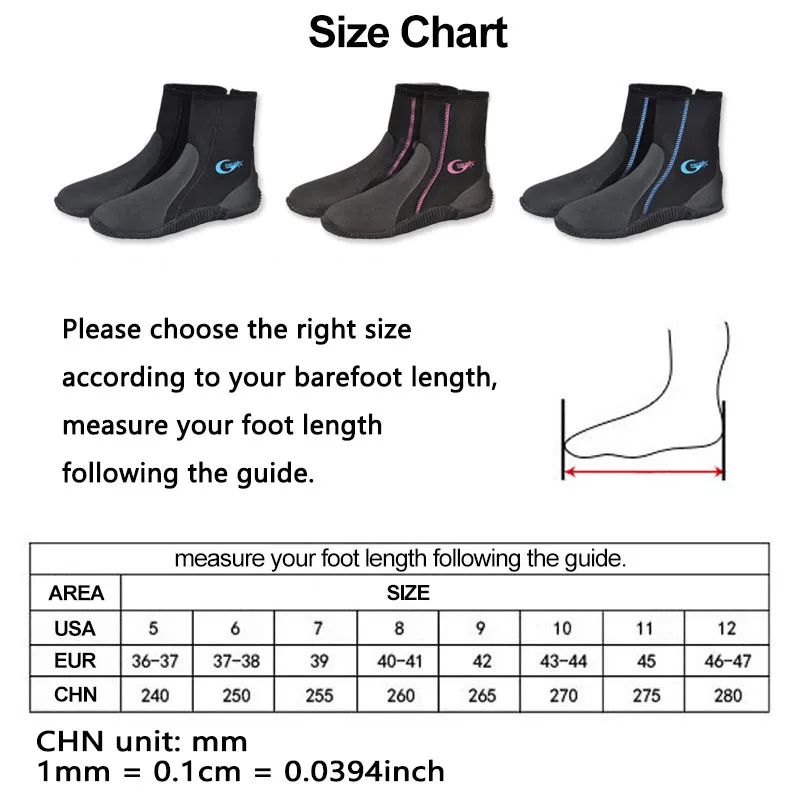 5mm Neoprene Diving Boots Wading Shoes Anti Slip Wear Resistant Snorkeling Socks Winter Water Sports Cold Proof Keep Warm