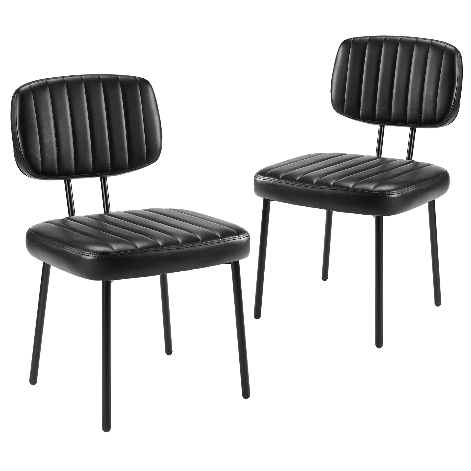 Matsu Modern Japandi Faux Leather Ergonomic Dining Chairs Set of 2 styled around a modern minimalist dining table