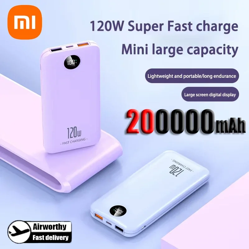 Power Bank 120W 200000mAh Super Fast Charging Large-capacity Portable Endurance Digital Display For Android IOS Xiaomi