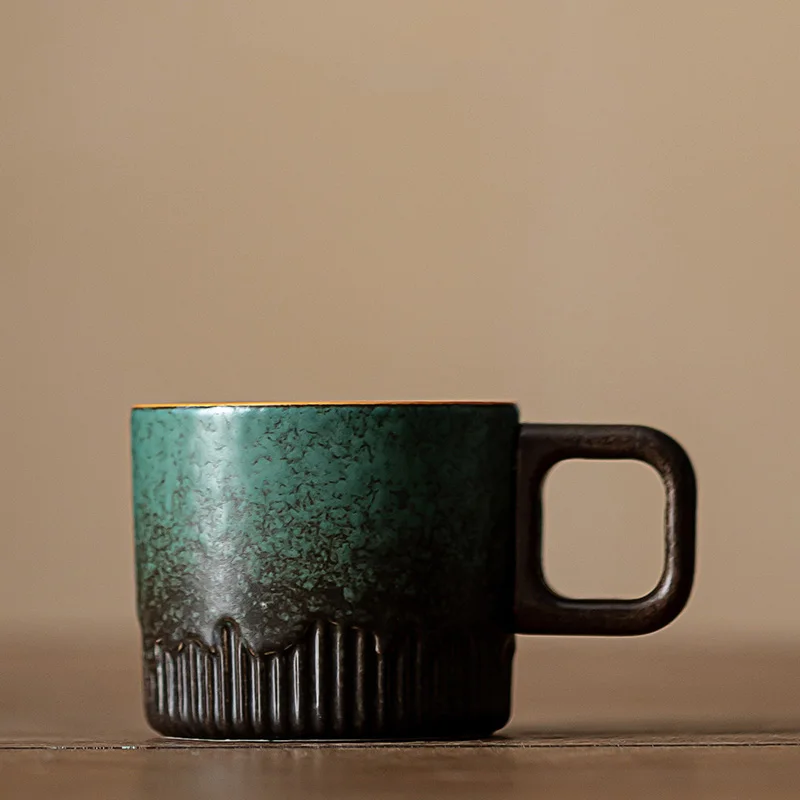 فنجان قهوة سيراميك 60مل بمقبض خشبي