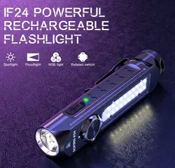 New Sofirn IF24 Powerful SST40 LED 2000Lm Flashlight 18650 Rechargeable Waterproof Rotary Switch Torch with Magnetic Tailcap