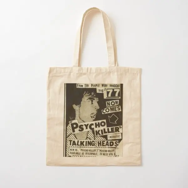 Psycho Killer Talking Heads Post Punk Canvas Bag Unisex Travel Designer Casual Ladies Borsa Pieghevole Shopper Tote Riutilizzabile