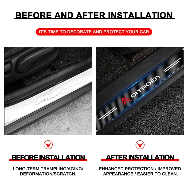 Carbon Fiber Door Sill Protector Film - Anti-Scratch Guard