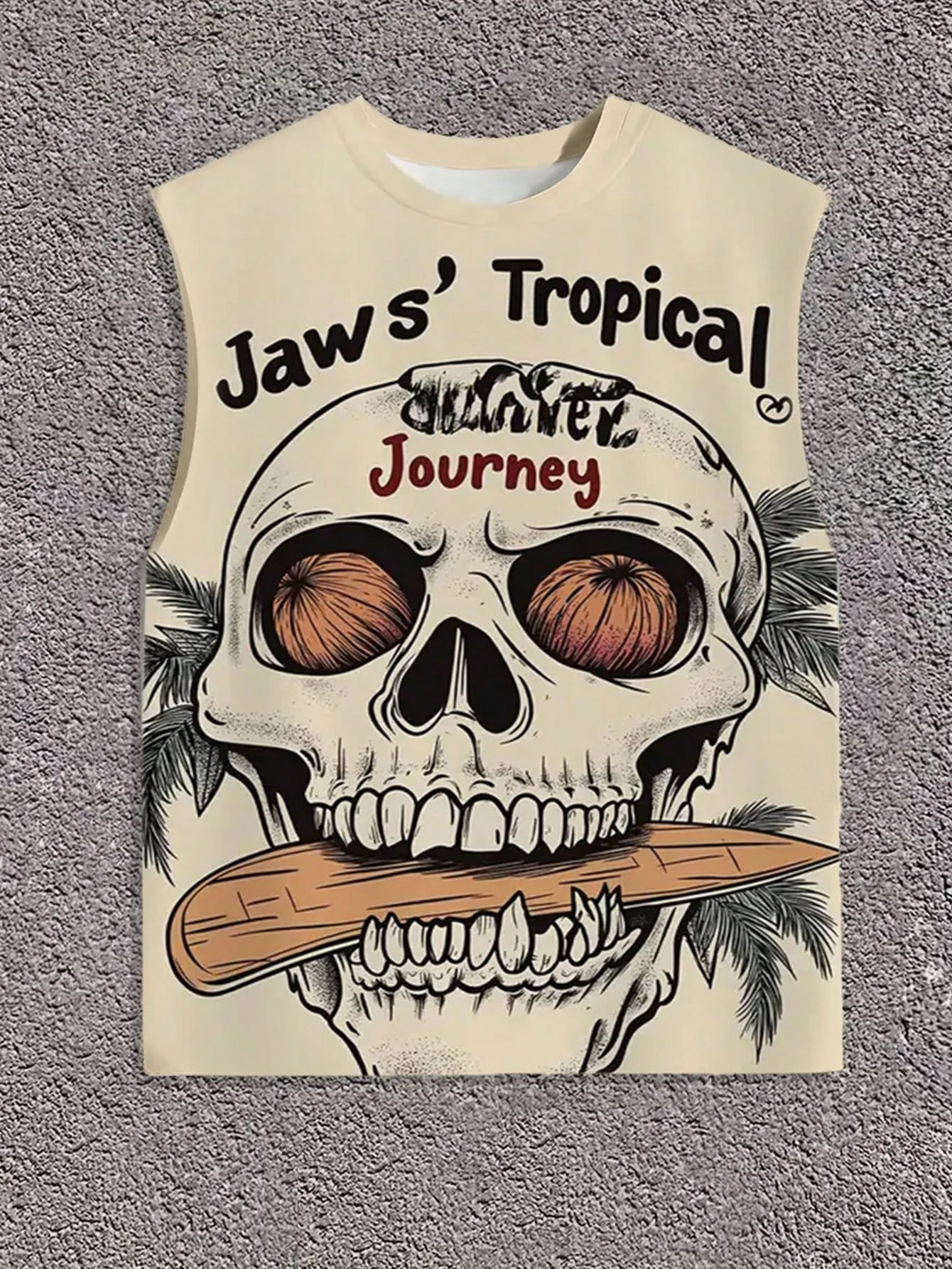 Men's Letter & Skull Jaws'Tropical Graphic Round Neck Casual Tank Top Jerseys Vests Adult Children's Basketball Training Clothes