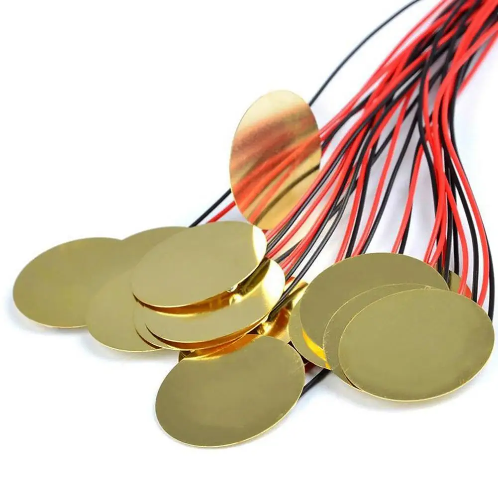 15PCS Piezo Pickup 35mm Pre-wired Piezo Elements Buzzer Sounder Sensor Trigger Drum Disc with 10