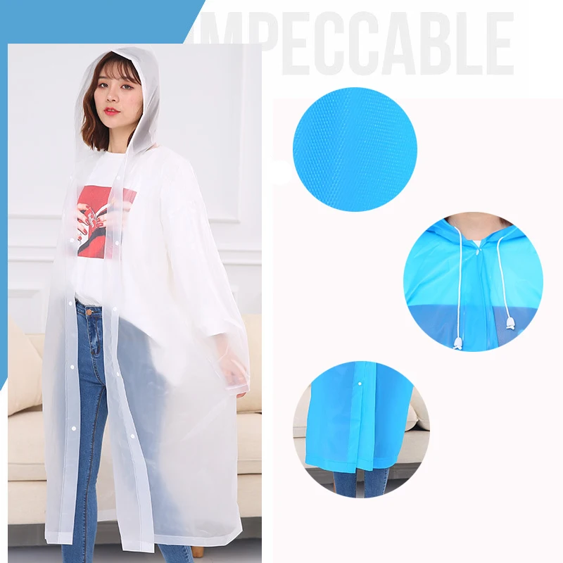 EVA Unisex Waterproof Jacket Clear Raincoat Rain Coat Hooded Poncho Rainwear Motorcycle Rider Raincoat For Protection