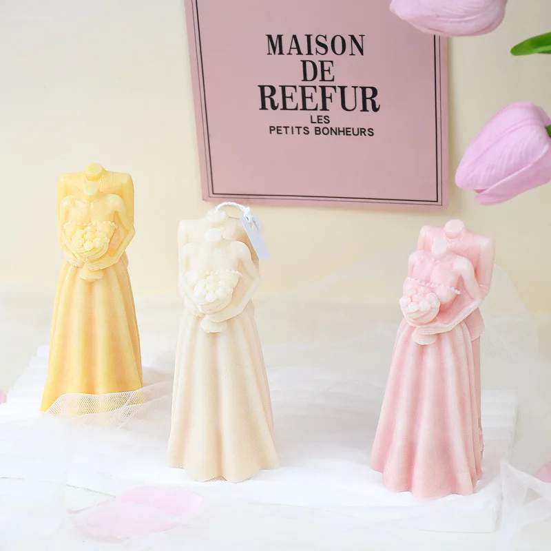 Moule à Bougie En Silicone Robe De Mariée 3D Junhui - Pour DIY, Décoration Maison Et Aromathérapie