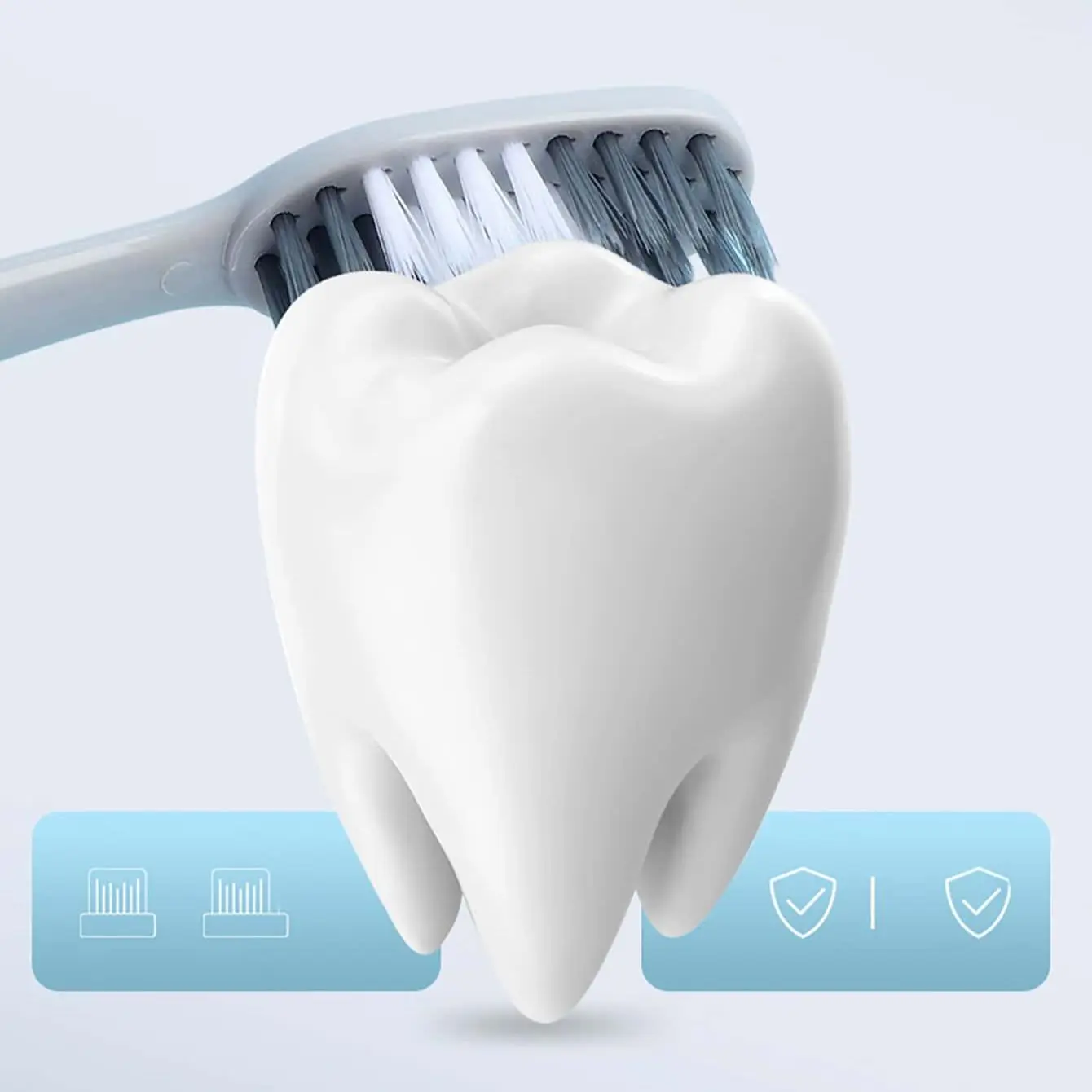 8pcs - Clean Adult Soft Fur Couple Cover Double Head Toothbrush with Tongue Coating