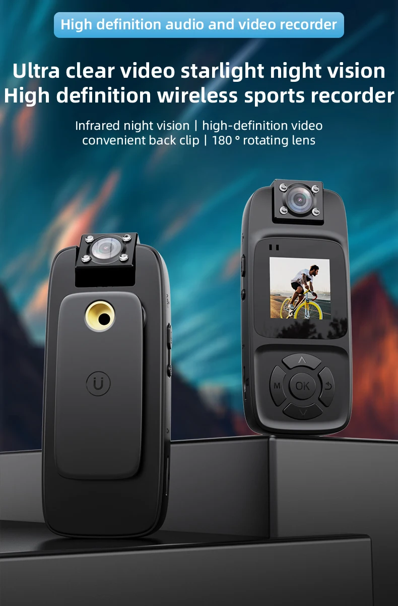WiFi Mini Camera 4K HD Portable Digital Video Recorder Back Clip Police Body Cam