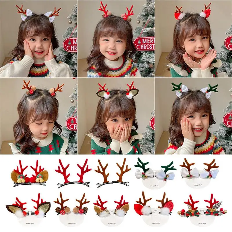 

Christmas Hairpin Cartoon Reindeer Antler Hair Clips Multifunctional Cute Forest Deer Headband Ornament For Hairware Accessories