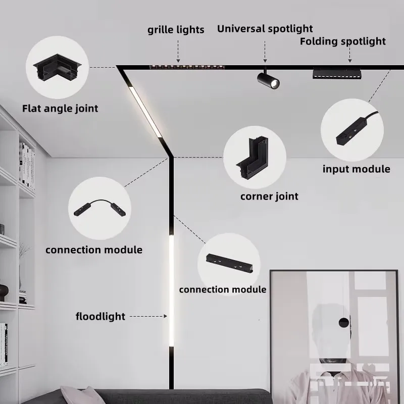 20 type intelligent magnetic track light Tuya Zigbee Bluetooth DC48V LED tube light pendant light floodlight grille light modern 4