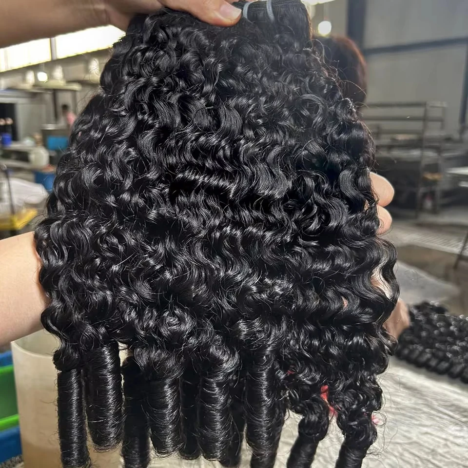 Burmese Curly Raw Human Hair Bundles 15A Double Weft 10-32inch 1/3/4 Bundles Pixie Curly Bundles Human Hair Ocean Spiral Curly