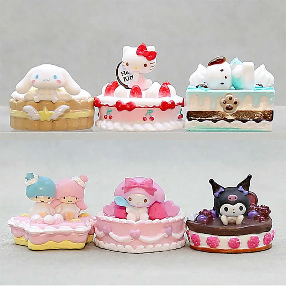 Hello Kitty Sanrio Cake Decorations My Melody Kuromi Cinnamoroll Little Twin Star Dessert Kawaii Anime Figure Holiday Toys Regali
