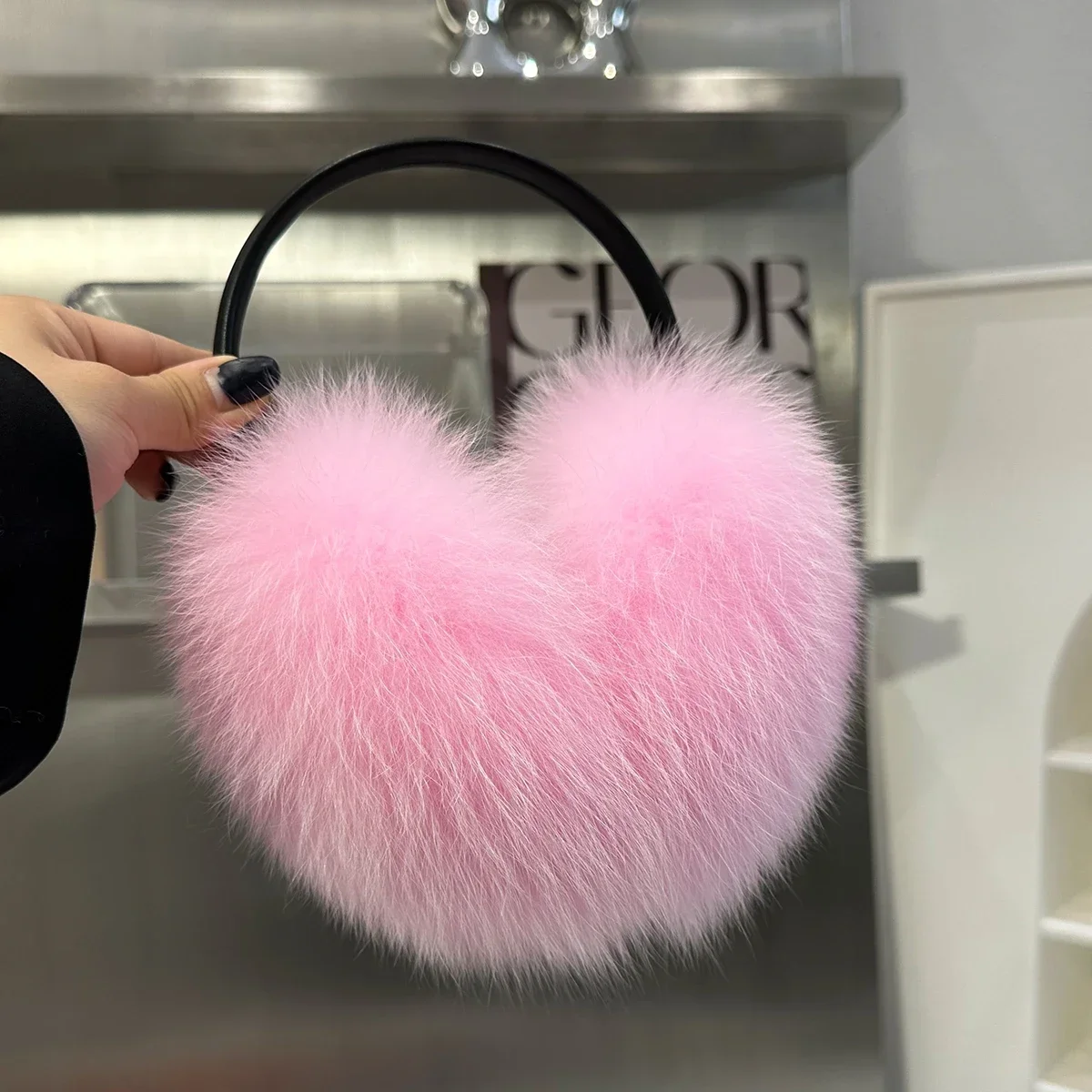 Real Fox Fur Earmuffs Natural Warm Fox Fur Earmuff Cute Oversized Fluffy Genuine Earmuffs Winter Ear Muffs