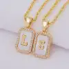 New 26 Letters Necklace Jewelry Women Custom Name Alphabets Shell Pearl Inlaid Zircon A~Z Initials Necklace Charms Jewelry Men 5