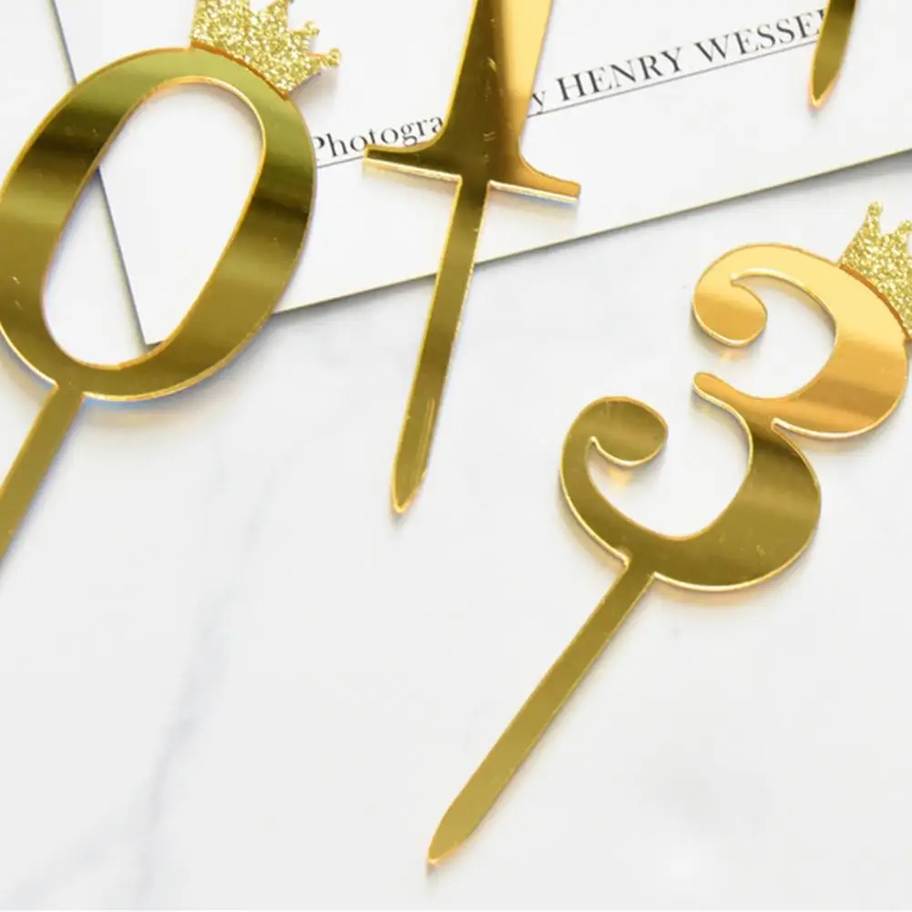Birthday Cake Decoration Shiny Visual Effect Eye-catching Princess Crown Birthday Cake Cupcake Number Topper cake topper cake decorations cake toppers gold leaf cake decorations