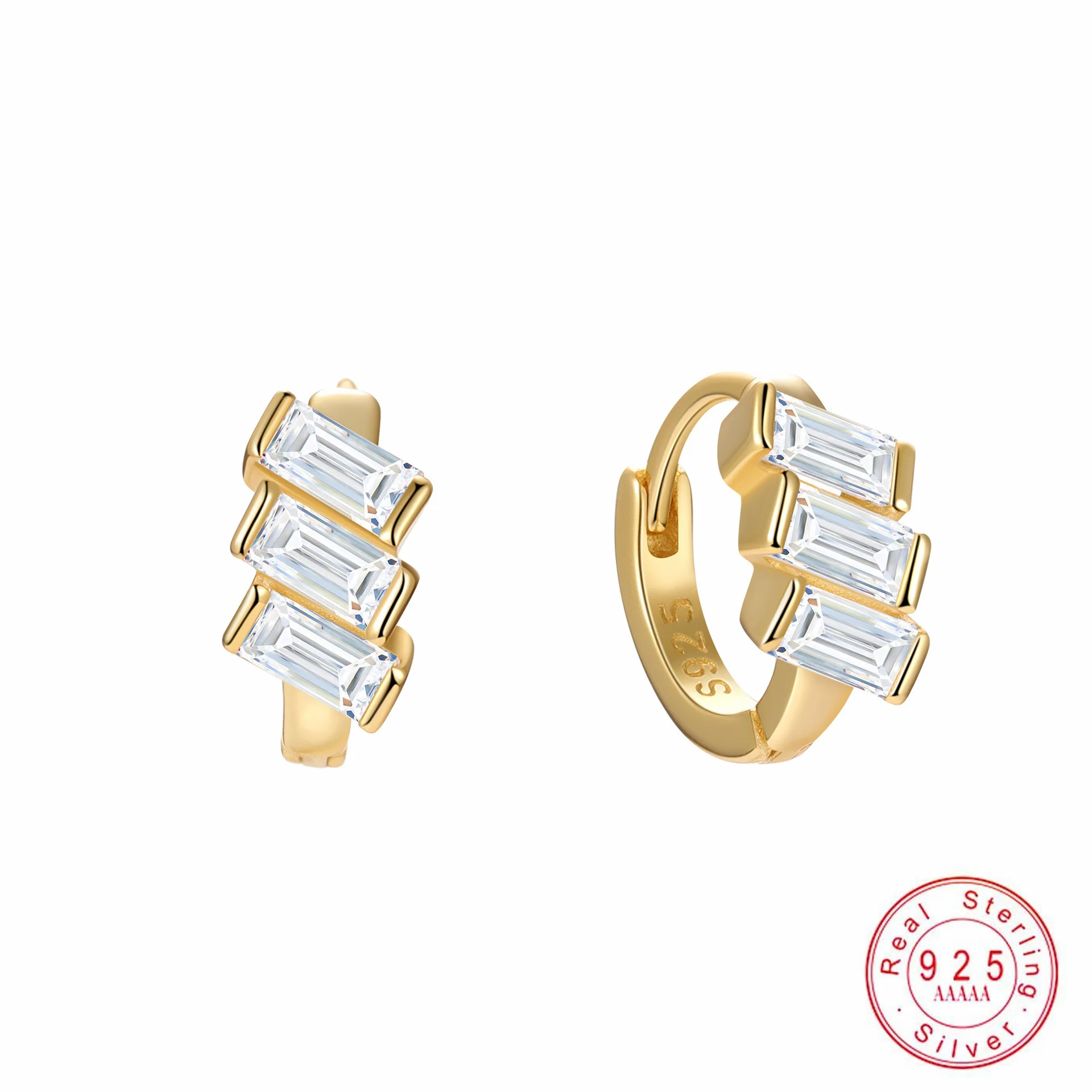 925 Sterling Silver Inlaid Zircon Earrings