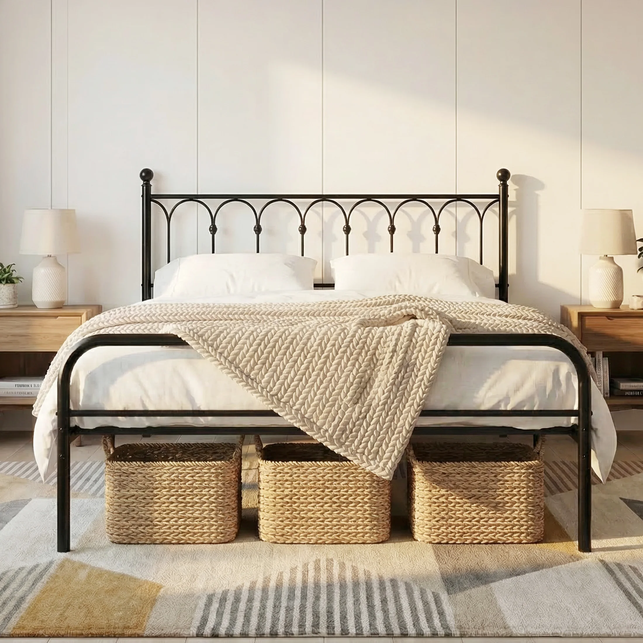 metal platform bed frame side view