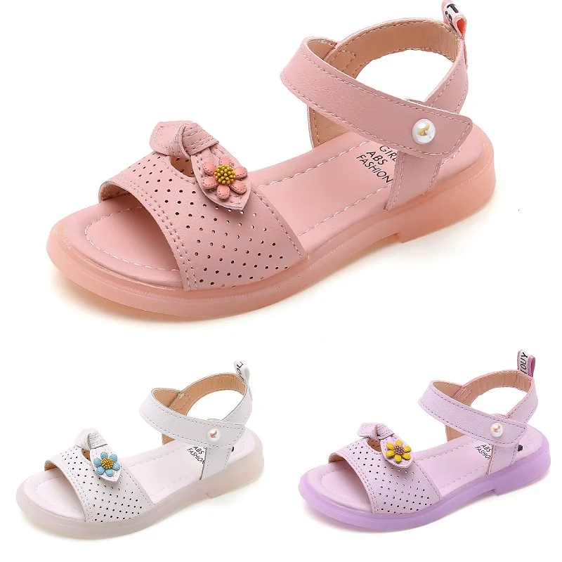 Princess Girls Sandals Soft Children's Beach Shoes Kids Flowers Summer Sandals Fashion 26-36