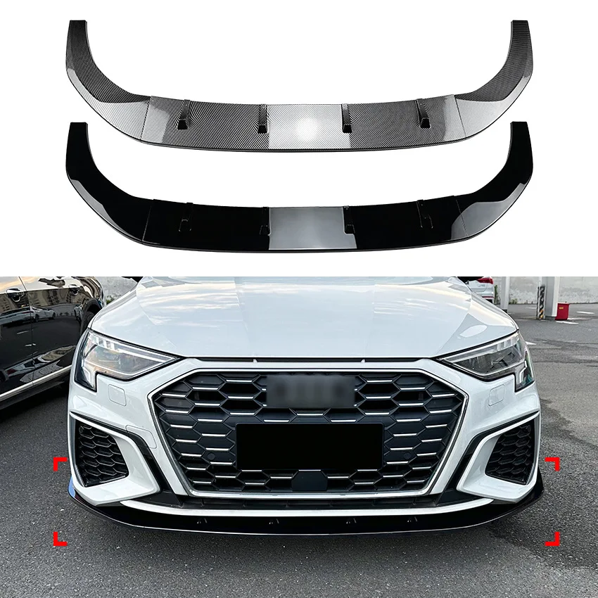 

For Audi A3 8Y S3 2021 2022 2023+ Car Front Bumper Lip Splitter Diffuser Body Kit Spoiler Bumper Cars Accessories