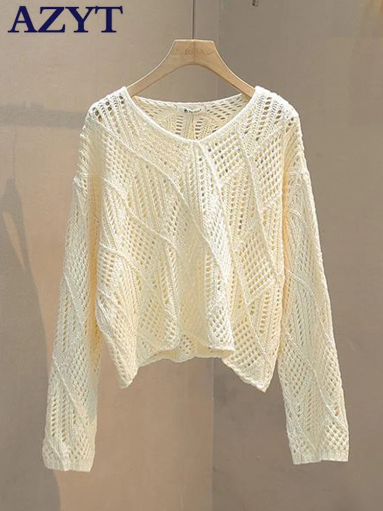 

Женский пуловер с V-образным вырезом и длинным рукавом