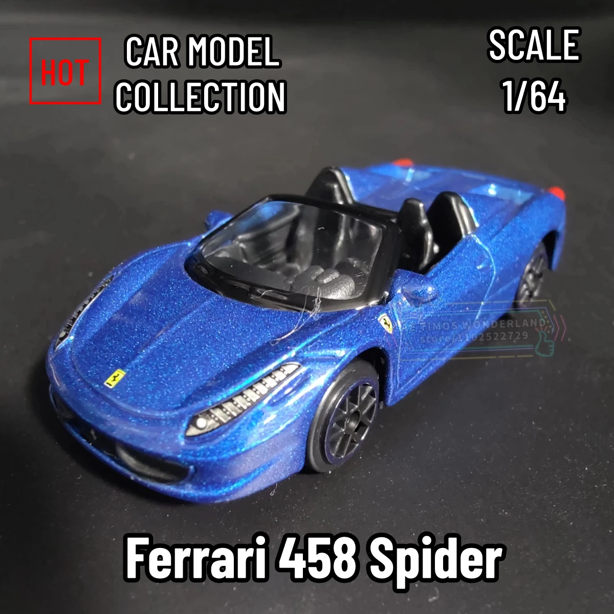1/64 Ferrari 458 Spider Replica Mini Car Model Scale