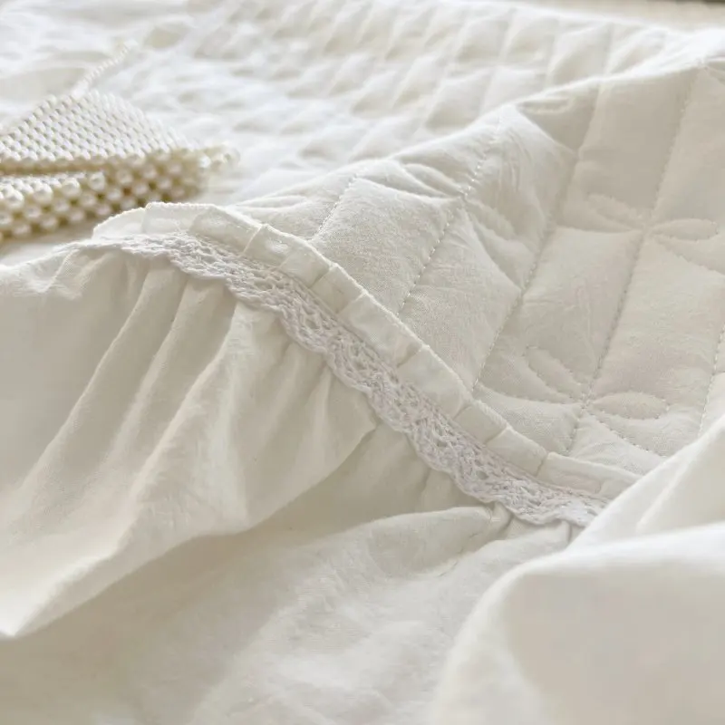 Bonjoy 100% 면 침대보, 가정용 침대 커버, 두꺼운 침대 시트 러플 매트리스, 보호대 큐브 카메라, 베갯잇 없음, 245x250cm